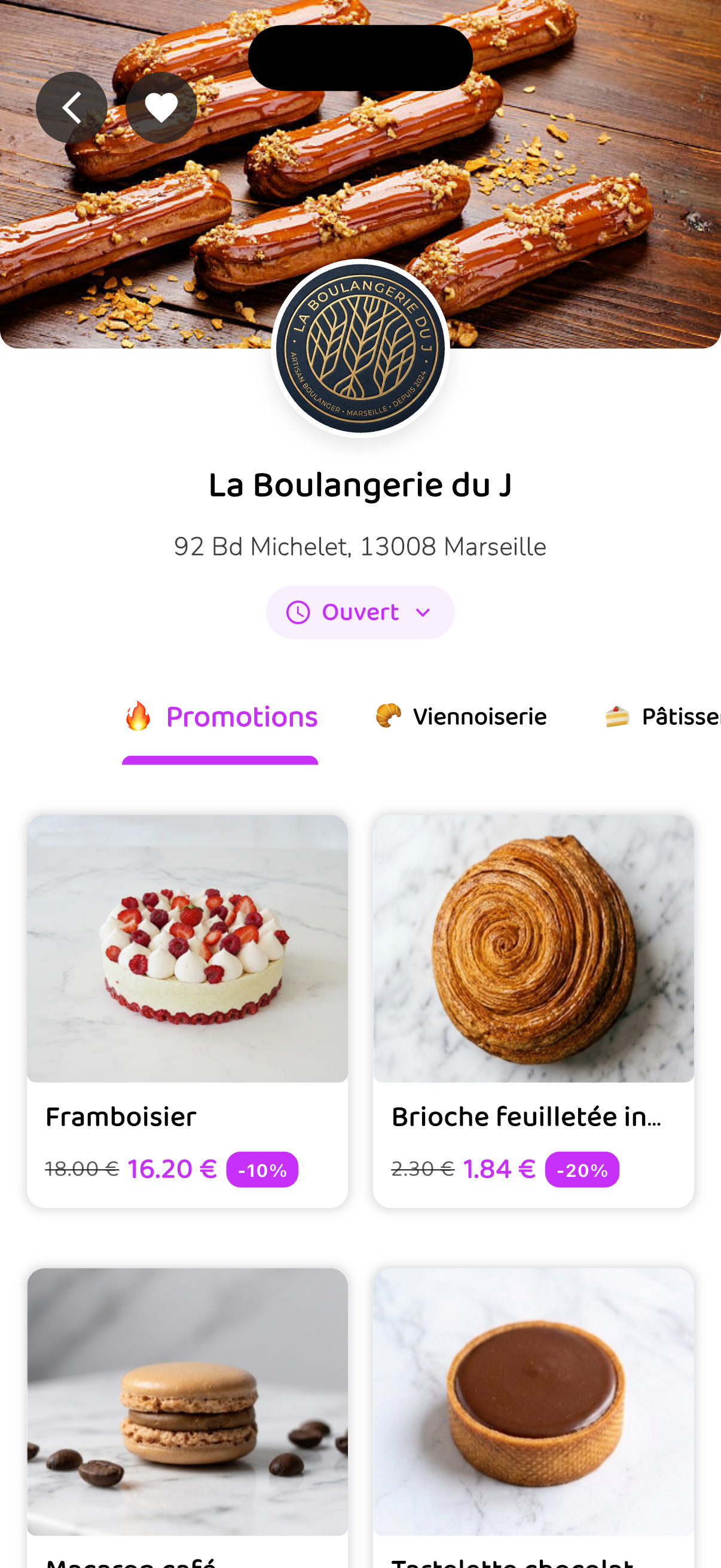 Catalogue OOGA de La Boulangerie du J : promotions, viennoiseries et pâtisseries.